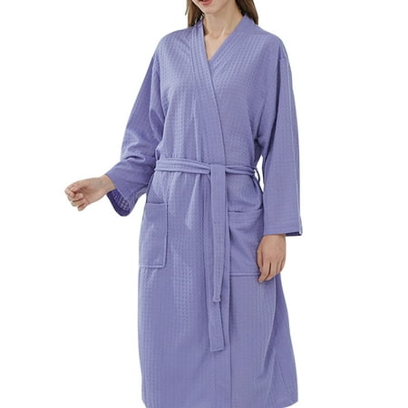 

Bomotoo Men Midi Kimono Robe Solid Color Soft Bathrobe Bedroom Lightweight V Neck Sleepwear Light Purple 3XL