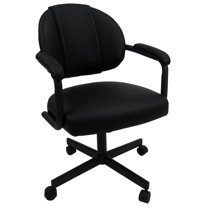 Swivel Tilt Dining Caster Chair with Arms in Black Fabric on Black