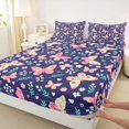 thumbnail image 4 of Manfei Bohemian Butterfly Floral Bed Sheets,Countryside Leaves Full Size Sheets,4-Piece,1 Flat Sheet,1 Fitted Sheet and 2 Pillowcases, 4 of 6