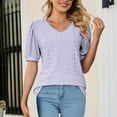 thumbnail image 3 of Diufon Summer Puff Short Sleeve T Shirts for Women Casual Solid Color Tunics V Neck Tees, 3 of 6