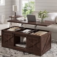 thumbnail image 4 of EnHomee Wood Coffee Table with Storage Farmhouse Coffee Table with 2 Cabinets and Open Cubby Coffee Table for Living Room Brown, 4 of 7