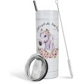 thumbnail image 1 of Vaso de caballo con tapa y pajita. Regalos para mujeres. 20 oz. Café floral. Vaso de acero inoxidable con aislamiento. Decoración de caballo y flores., 1 of 6