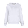 thumbnail image 4 of HLKJKLS Oversized Sweatshirt For Women V Neck Fleece Cute Pocket No Hood Oversized Comfy Fall Winter Tops White S-Xxl, 4 of 4