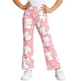 thumbnail image 2 of Bysome Pants For Girls Graphic Print Elastic Waist Flared Trousers Breathable Girls Pants Size 1-2 Years Pink, 2 of 4
