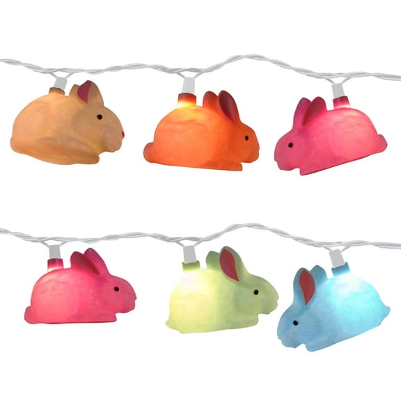 CC Christmas Decor Easter Bunny Novelty Christmas Lights - 11ft White Wire - 10ct