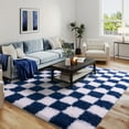 thumbnail image 5 of SARAG 5x7ft Sage White Sand Green Checkered Rug, Big Fluffy Plaid Area Rugs For Bedroom Living Room, Modren Indoor Carpet For Kids Girls Room, Nursery Dorm, Non-Slip, High Pile, 5 of 12