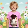 thumbnail image 2 of JAJAHO Easter Shirts For Kids Boys Girls Funny 3D Bunny Printed Short Sleeve Holiday Graphic Tees Soft Casual Festival Celebration 1-13Y Cozy Tops, 2 of 4