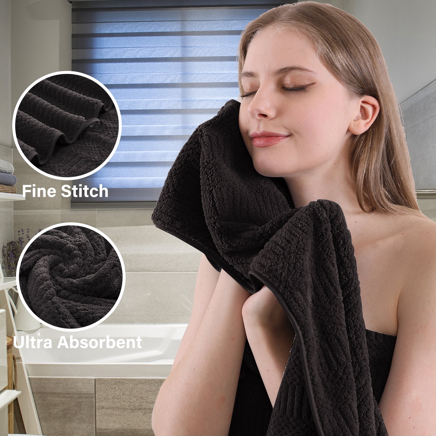 Beartech 8 Piece Microfiber Bath Towel Set,700GSM Quick Dry & Less Lint, 2 Oversized Bath Towels, 2 Towels & 4 Washcloths,Highly Absorbent,Ultra Soft Shower Towel For Bathroom Hotel-Dark Brown