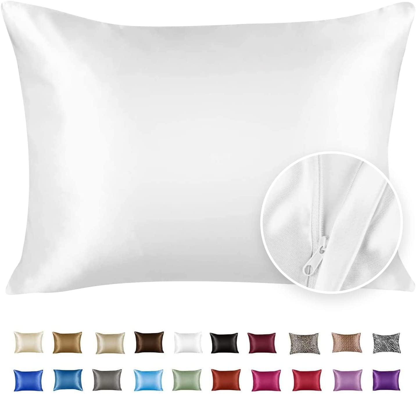 SATIN PILLOWCASES---ZIPPERED---STANDARD---WHITE---NICE & SOFT 2 A GREAT PRICE 