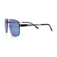 thumbnail image 6 of Mens Thin Metal Rim Spring Hinge Air Force Rectangle Officer Gentleman Sunglasses [Black - Blue Mirror], 6 of 7