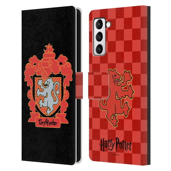 Head Case Designs Officially Licensed Harry Potter Deathly Hallows I Gryffindor Crest Leather Book Wallet Case Cover Compatible with Samsung Galaxy S21+ 5G