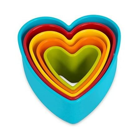 Internets Best Heart Cookie Cutter | Set of 5 | Heart Shaped Biscuit Sandwich Fondant Cutter Set | Multi Size and Color |