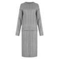 thumbnail image 4 of Women's Winter Cable Knit Long Skirt 2 Piece Outfit Long Sleeve Crewneck Sweater High Waist Maxi Skirt Sets Womens Clothes, 4 of 5