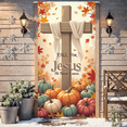 thumbnail image 2 of Decorative Cross Fall for Jesus Autumn Leaves Pumpkin Banner for Thanksgiving Church Celebration Religious Events, 2 of 9