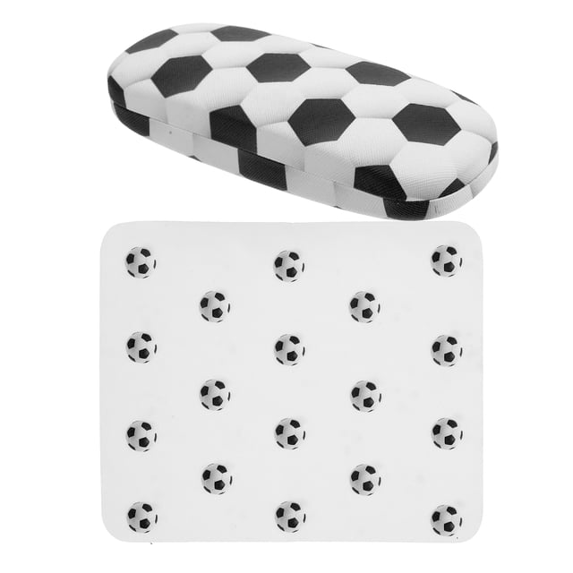 GOOHOCHY Estuche rígido para gafas, soporte para gafas con temática deportiva para niños, caja protectora para almacenamiento de gafas con un paño de limpieza para niños
