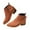 Brown, variant on jsaierl Womens Slip on Ankle Boots Faux Suede Slip on Short Booties Pointed Toe Chunky Low Heel Dressy Western Booties with Side Zipper