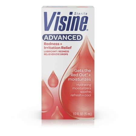 Visine Advanced Redness + Irritation Relief Lubricant/Redness Reliever Eye Drops, .5 Fl. Oz