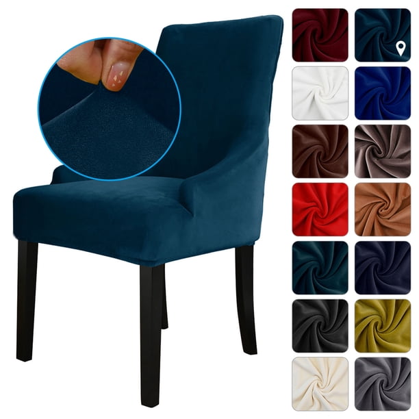 Funda para silla Fundas para silla de terciopelo Funda protectora para silla de comedor suave lavable extraíble Azul-verde