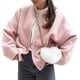 thumbnail image 3 of Abrigo de Mujer de Larga, Cuello Redondo, Botones A Presión, Chaqueta Gruesa Abierta de Otoño 2025 Rosa L, 3 of 10