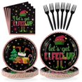 thumbnail image 1 of Juego de vajilla desechable Grencian, 96 piezas, para fiesta de elfos navideños, 1 of 8