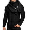 thumbnail image 3 of Suéter de punto para hombre, jersey ajustado desmontable con bufanda de manga larga para hombre de Europa y Estados Unidos, 3 of 6