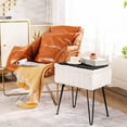 thumbnail image 5 of CUYOCA Vanity Stool Chair with Storage, Footstool Ottoman Faux Fur with Metal Legs, White, 5 of 7