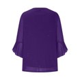 thumbnail image 6 of Otvok Womens Ruffle Sparkling Bronzing 3/4 Sleeve Elegant Dressy Blouses Double Mesh Tunic, 6 of 6