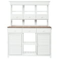 thumbnail image 3 of [Assembly Video Provided] 65.7'' H Tall Garden Potting Bench Table with Hutch,Patio Storage Workstation with 3 Shelves,6 Drawers,2 Bottom Cabinets&Side Hooks for Mudroom,Doorway, White, 3 of 10