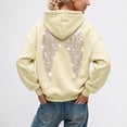 thumbnail image 2 of WAYUTE Womens Sweatshirt Oversized Long Sleeve Drop Shoulder Hooded Sweatshirt with Sparkly Rhinestone Wings Print Pullover Fashion Outfits Casual Outdoor,Khaki,M, 2 of 6