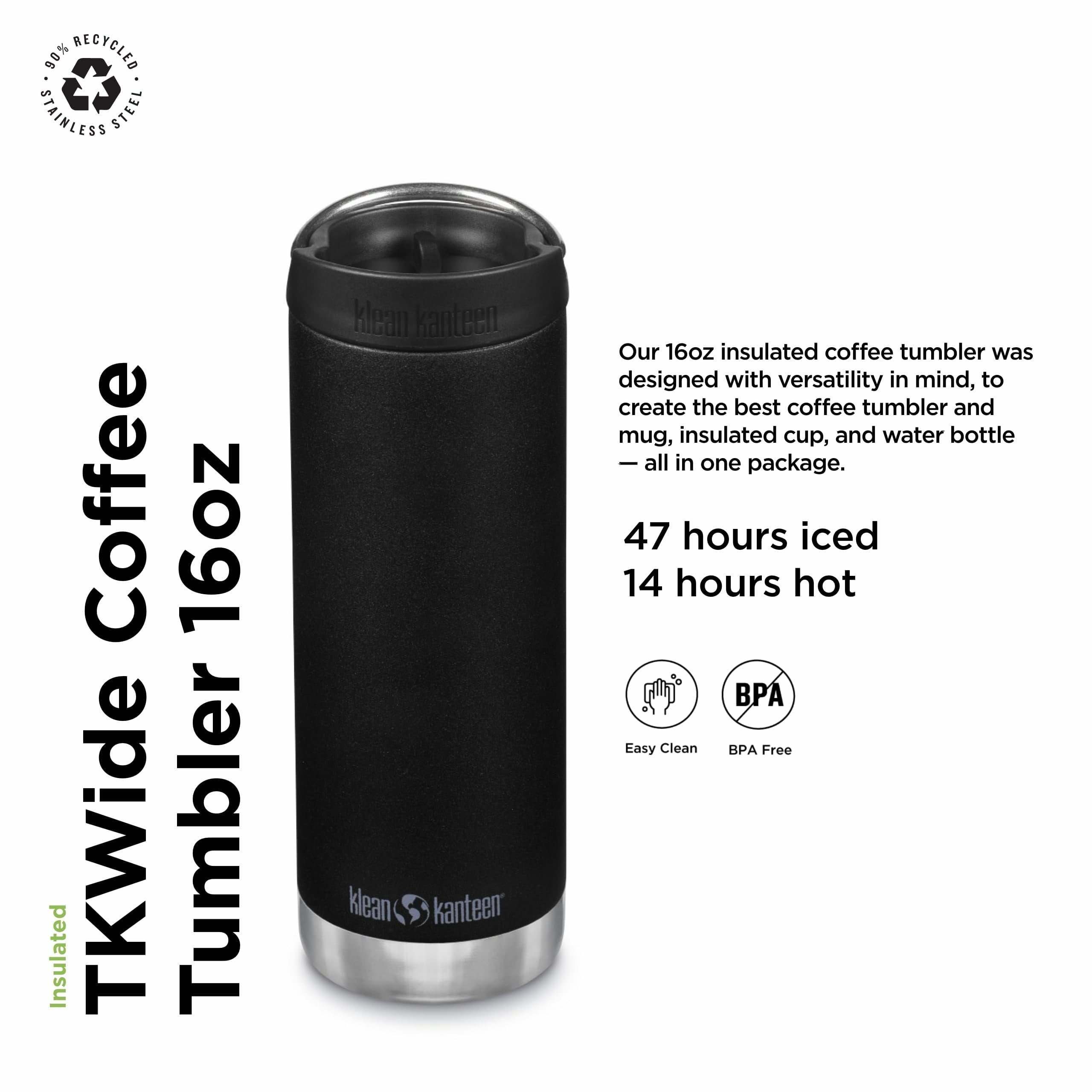 Klean Kanteen TK Wide 16 Oz Black - Walmart.com