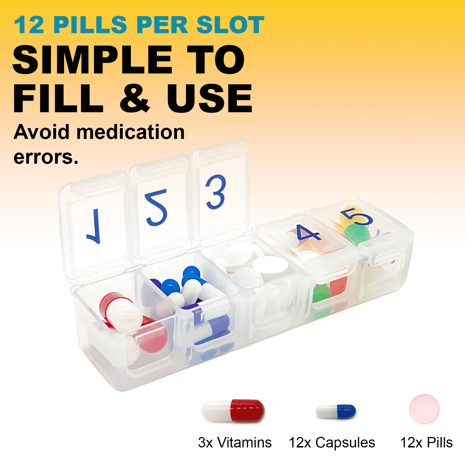 e-pill 5 Times A Day Pill Organizer, Clear