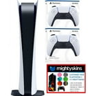 Sony Playstation 5 Disc Version Console w/ Extra PS5 DualSense Wireless Controller & Mightyskins Custom Skin Code Vouchers - Bundle
