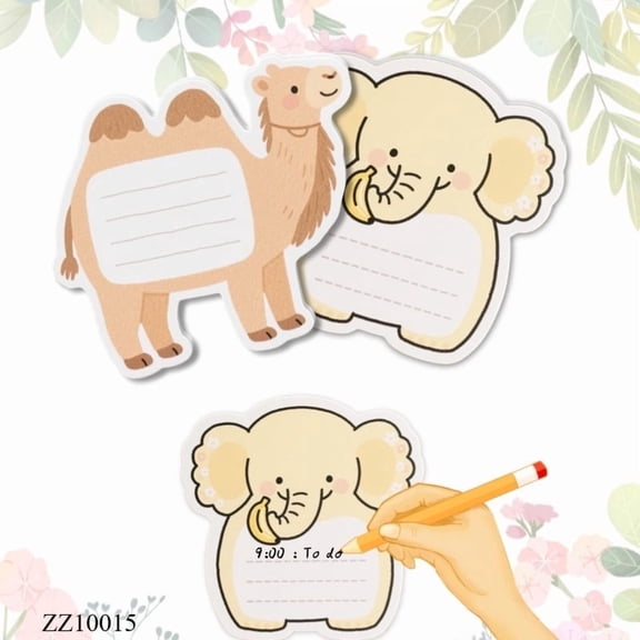 Cute Camel & Elephant Shaped Sticky Notes, Kawaii Memo Pads for Desk Decor & Reminders,100pcs Fun Gift Decoration Message Labels Office Note Markers, Sticky Notes - Multi-Color Notepads for Office