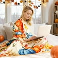 thumbnail image 4 of Fall Throw Blanket Pumpkin Leaves Plaid Flannel Blanket for Couch Bed Sofa, Soft Warm Autumn Blanket Fall Decor Cozy Home Atmosphere, 60"x50", 4 of 6