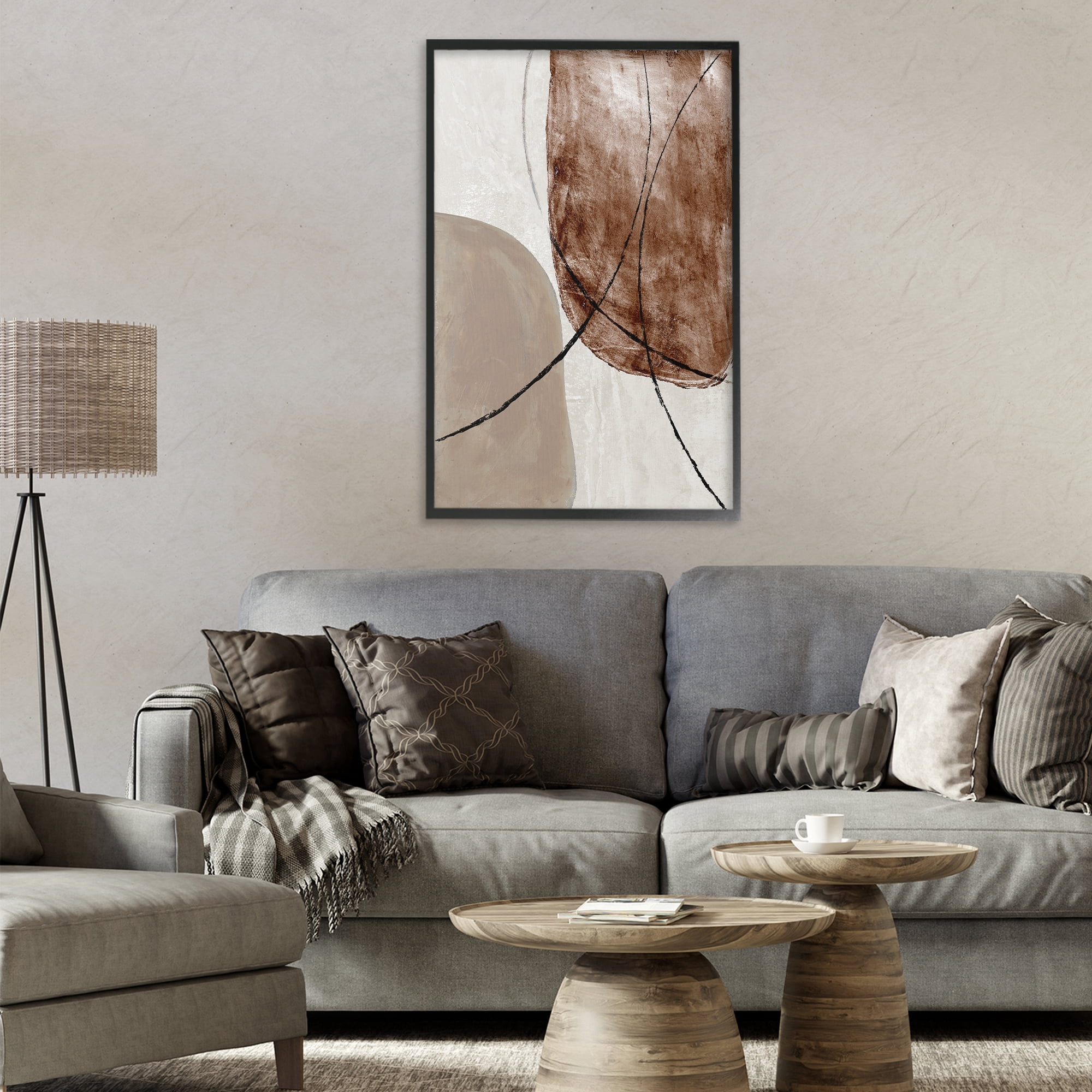 Stupell Industries Taupe & Brown Abstract Black Framed Giclee Art, design by Merri Pattinian