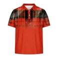 thumbnail image 4 of BiZtdJrK Men's Casual Golf Shirts Short Sleeve Button Down Collared Shirts Summer Loose Fit Tennis Polos Shirts Fashion Plaid Work Tops Orange S, 4 of 6