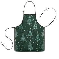 Dark Green Christmas Tree Pattern Kids Aprons for Girls and Boys,Adjustable Neck Strap Toddler Aprons for Kids Cooking Baking