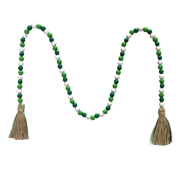 Fiudx Juego de Cuentas de Madera con Forma de Corazón, Cuentas Preperforadas con Cuerda de Yute, Guirnalda de Borlas para Manualidades, Decoración de San Valentín, 145 Cm de Largo, 84 Cuentas Incluid