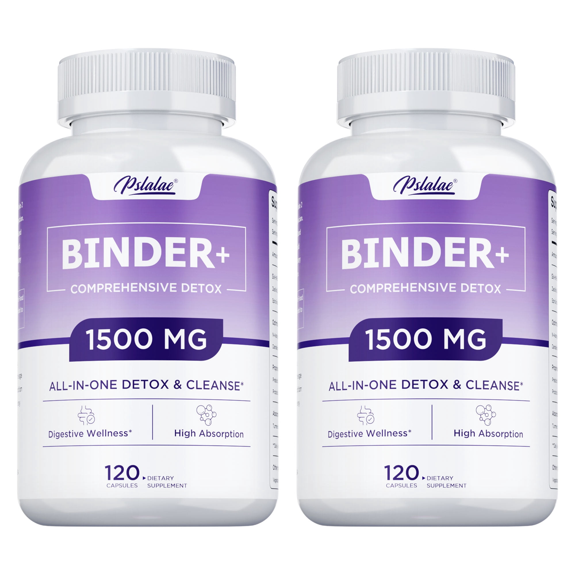 Binder Detox - Activated Carbon, Zeolite - Liver Detox & Cleanse, Digestive Health - 2 Bottles