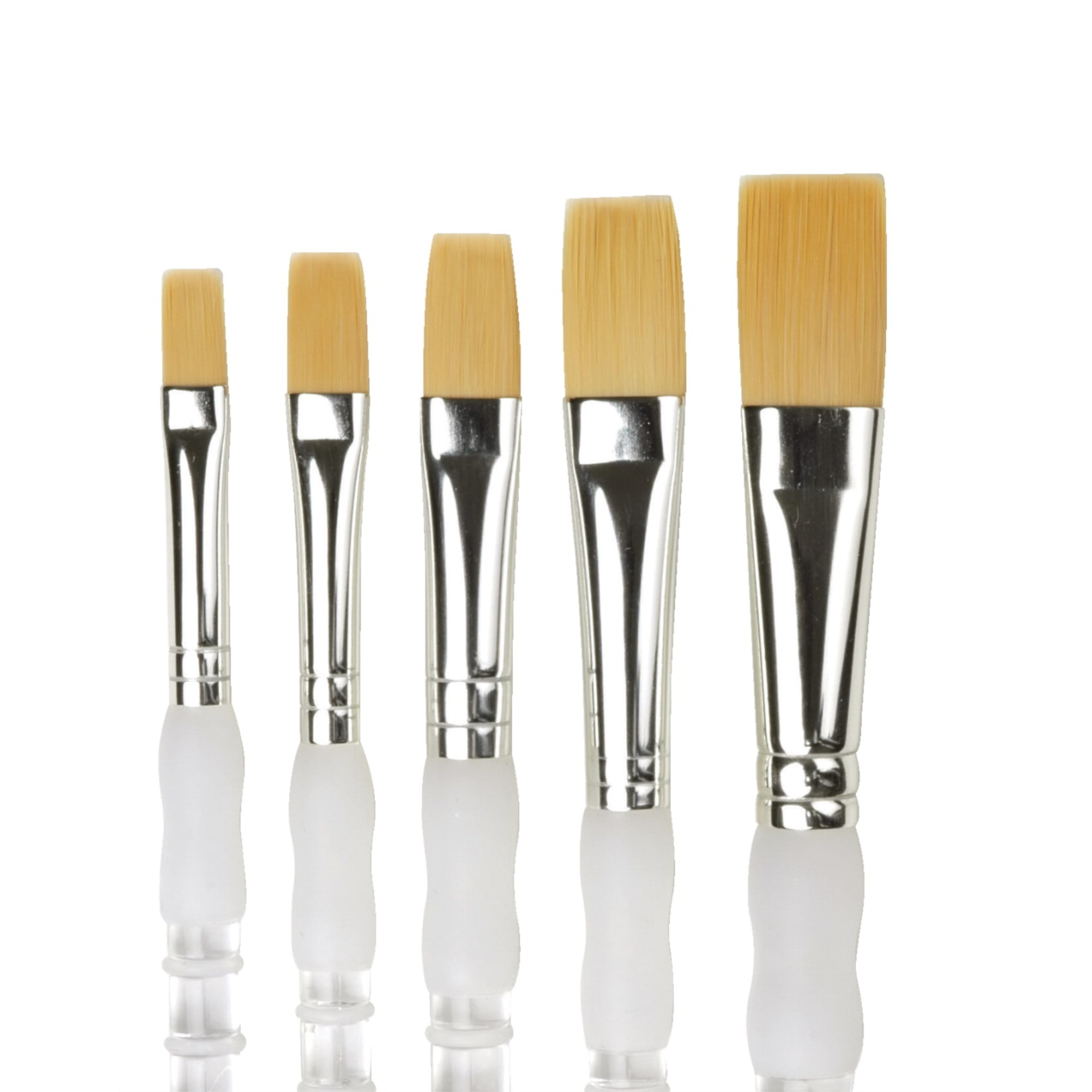 Royal Brush Soft Grip Flat Golden Taklon Fiber Long Handle Paint Brush