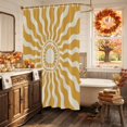 thumbnail image 5 of Bohemia Shower Curtain, Waterproof Shower Curtains for Bathroom, Retro Abstract Aesthetic Sunshine Boho Yellow Washable Fabric Bathtub Curtain Set Bath Decor with 12 Hooks Standard 72"x72", 5 of 8