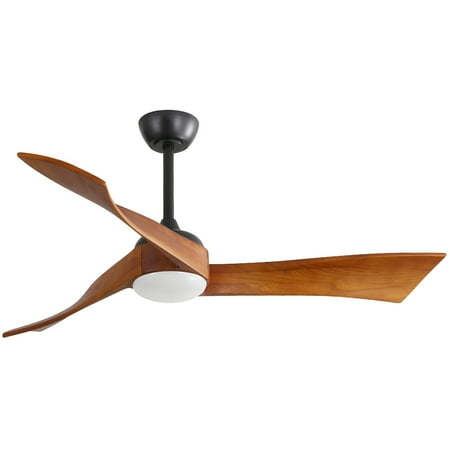 

52 Ceiling Fan Light with Remote Control and Three Blades Black+Brown