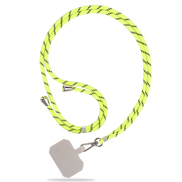 Cuerda universal para el cuello del teléfono móvil Hebilla a presión de metal ajustable Cordón con soporte antipérdida con tarjeta adhesiva Viajes al aire libre Senderismo Verde Blanco AweSitey EL005430-03