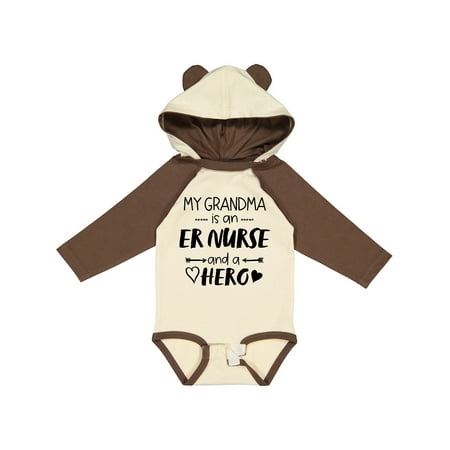 

Inktastic My Grandma is an ER Nurse and a Hero Gift Baby Boy or Baby Girl Long Sleeve Bodysuit