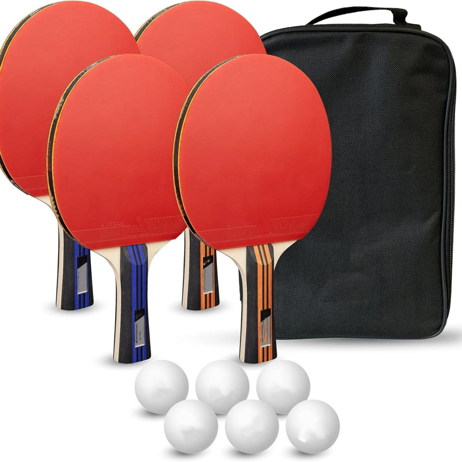 Advanced Premium Ping Pong Paddles Set of 4 - Professional Table Tennis Paddles, 6 Advanced Training 3 Star Ping Pong Balls, and Carrying Case - Tournament Level - Indoor and Outdoor Compatible