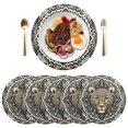 thumbnail image 5 of Ryvnso Leopard with Boho Pattern Round Plate Mats Dining Table Placemat Set of 4 for Holiday Decoration, 5 of 7