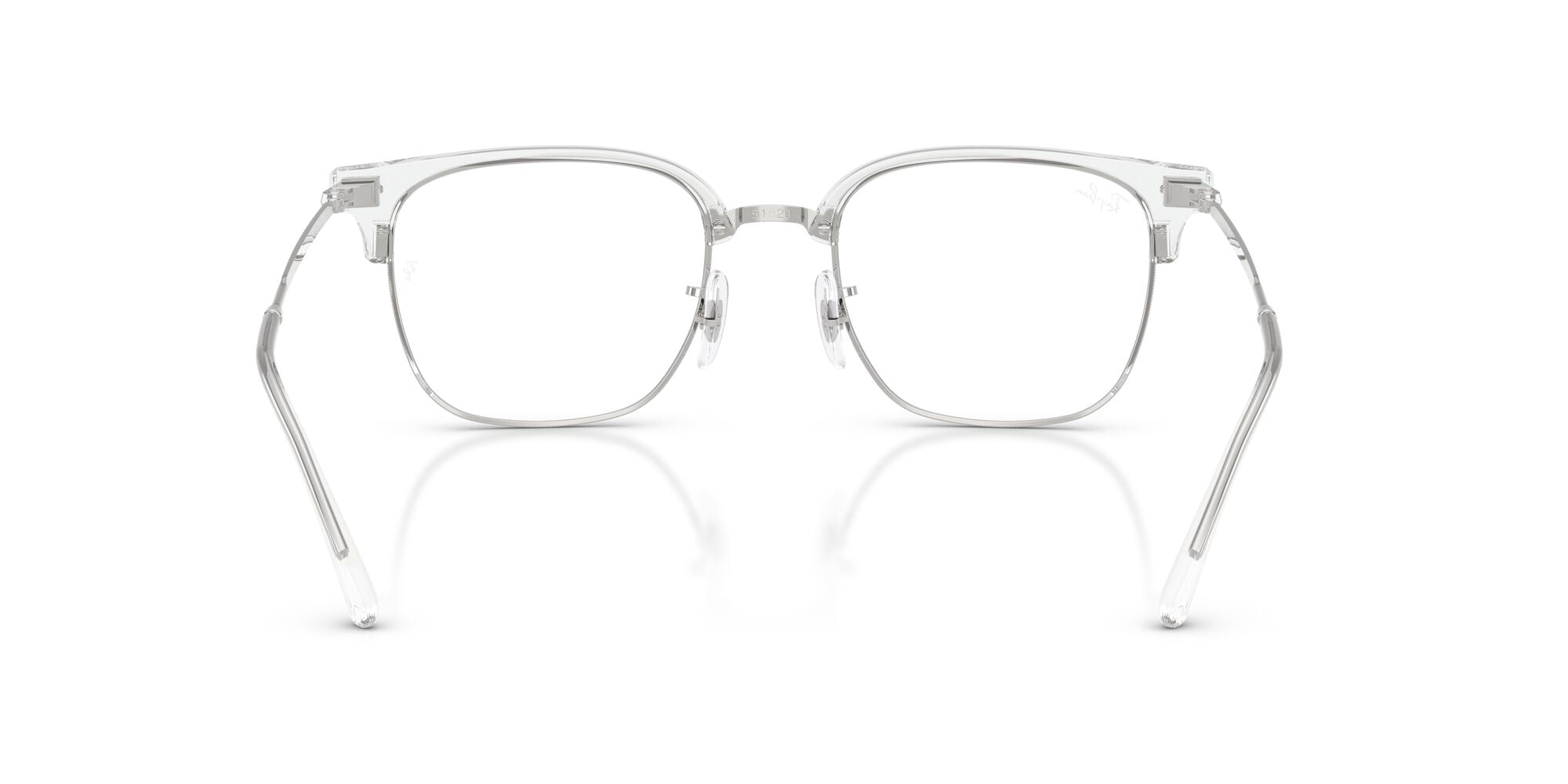 Ray-Ban Unisex Size 51 New Clubmaster Prescription Eyeglasses, Transparent on Silver/Demo Lens