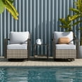thumbnail image 2 of EAGLE PEAK Coastal Vista 3 Pieces Wicker Patio Furniture Set, Bistro Set with Outdoor Swivel Rocking Chair and Coffee Table,Beige, 2 of 9