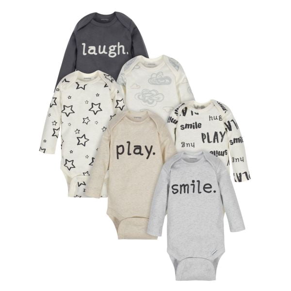 Onesies Brand Baby Boy or Girl Gender Neutral Long Sleeve Bodysuits Set, 6-Pack