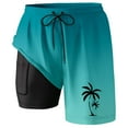 thumbnail image 3 of Beach Shorts for Men Summer Coconut Tree Print Quick Dry Bathing Suit With Pockets Drawstring Men's Swim Trunks Green L, 3 of 4